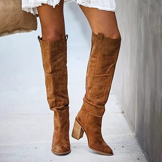 Trendy Women's Gray Block Heel Boots – Urban Western Style for Versatile Outfits 9