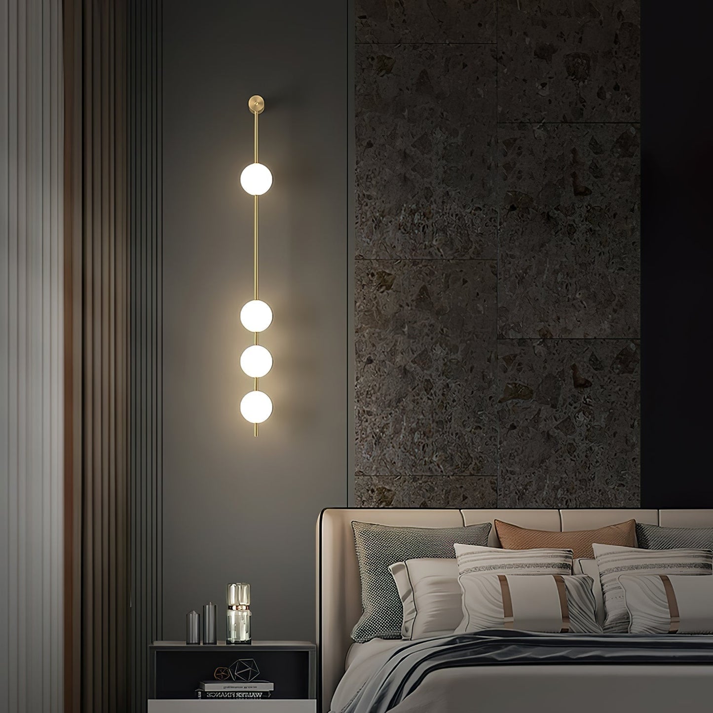 StreamGold – Lampada da parete verticale moderna con accenti dorati