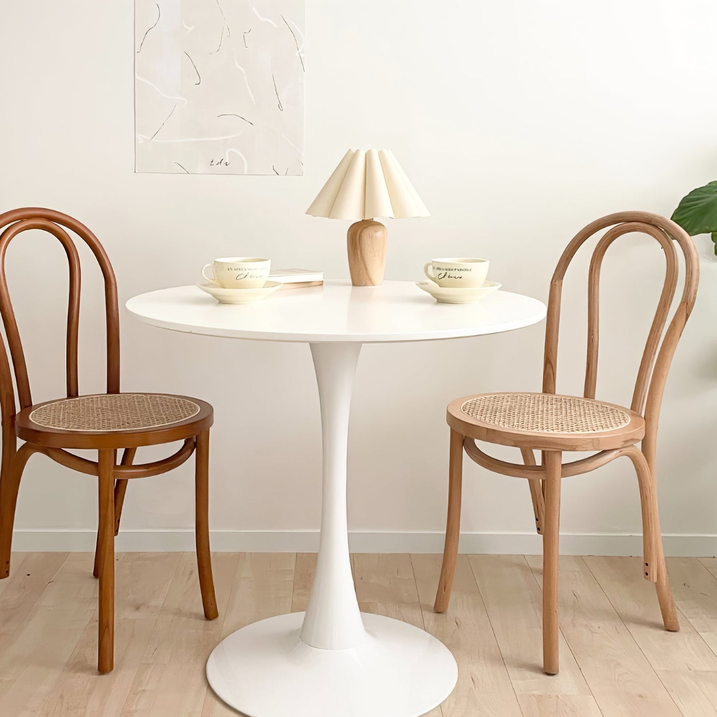 ChicGlow – Velvet Pleated Table Lamp with Wooden Stand