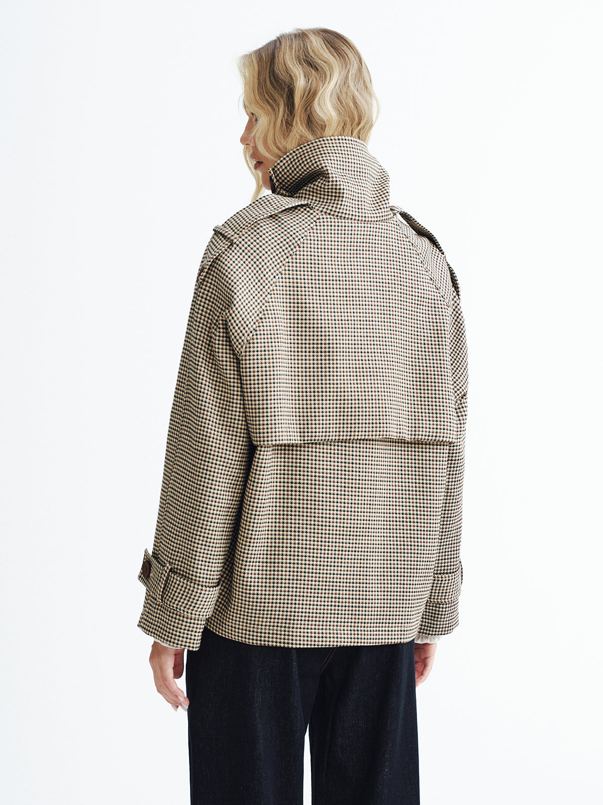 Vintage Plaid Cropped Trench Coat 5