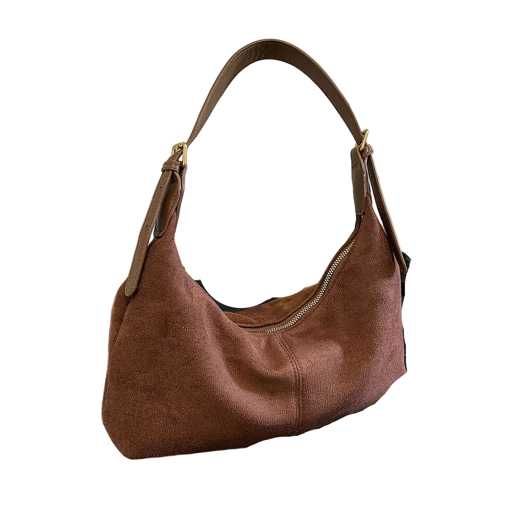 Vintage Suede Crescent Handbag – Elegant Crossbody Bag for Women, Versatile Purses for Everyday Use 1
