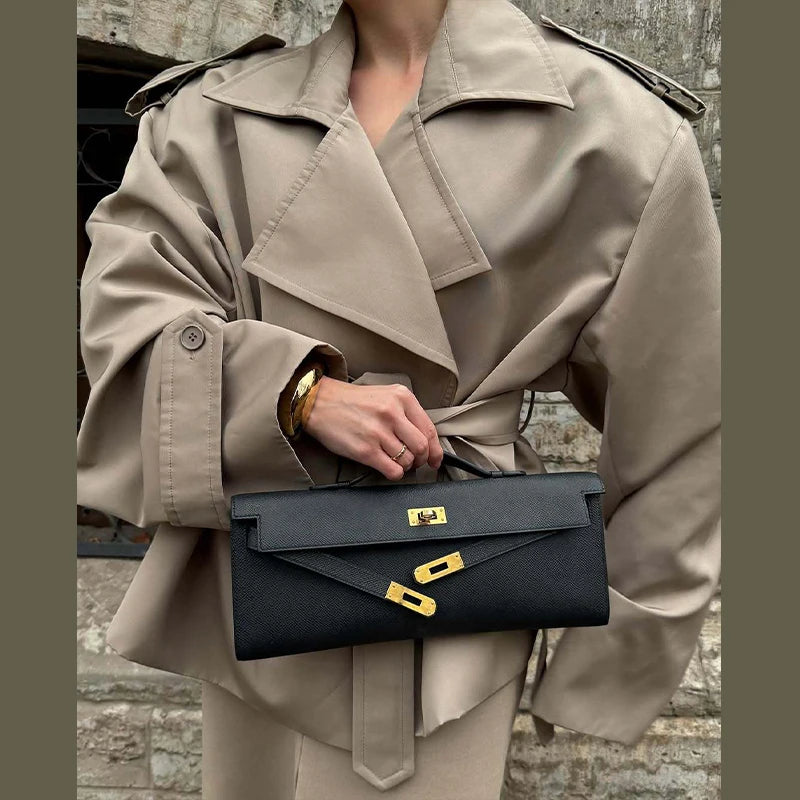 Vintage Women's Short Trench Coat with Turn-Down Collar and Shoulder Pads - Chic Women's Jacket 6