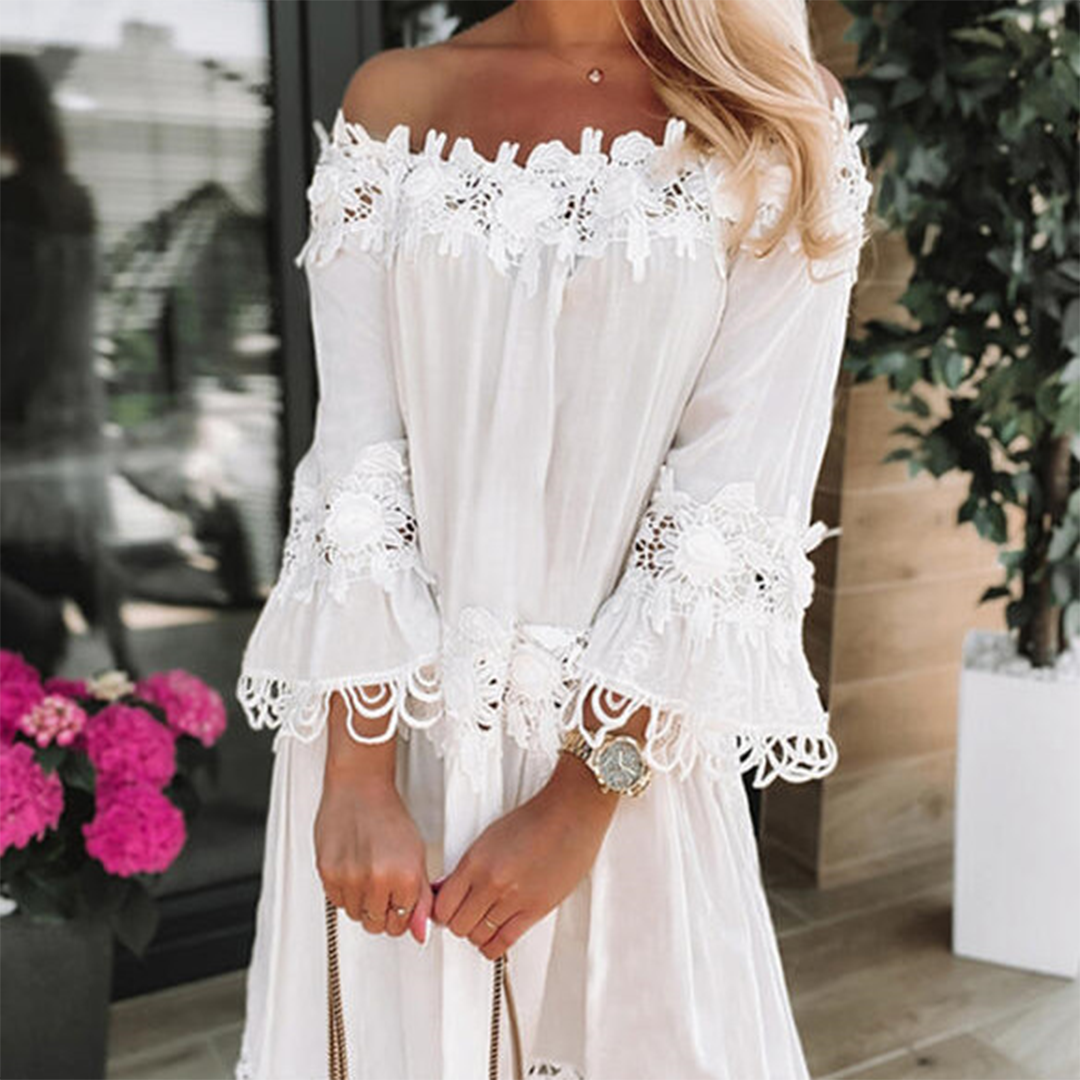 Women's Off Shoulder Dress Black Size M Polyester-2
