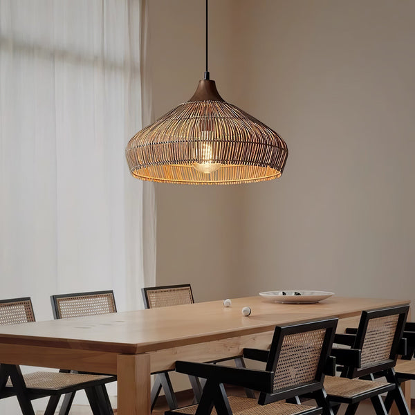 WovenGlimmer - Lampa wisząca z rattanu