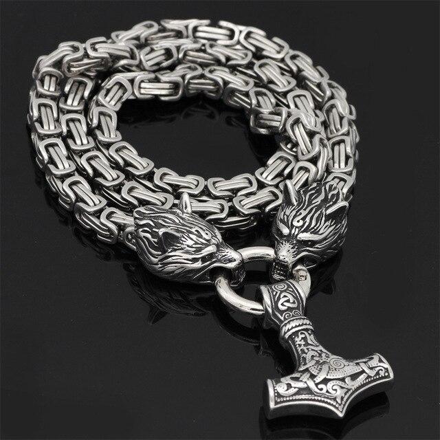 WolfSpirit | Rugged Durable Stainless Steel Double Wolf Head Necklace 12