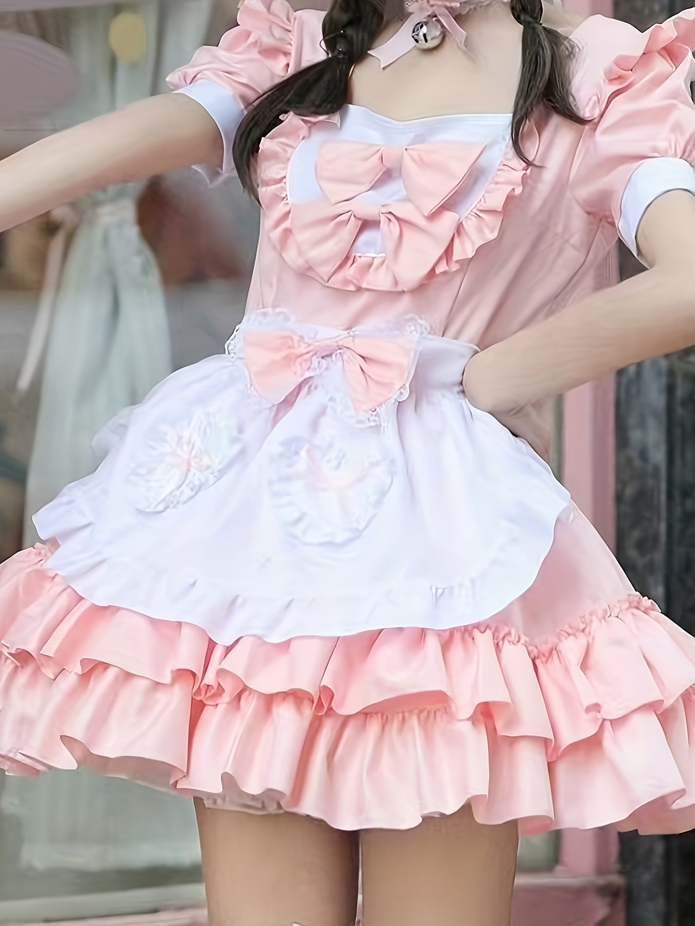 Women Plus Size Halloween Costumes Maid Cosplay Dress | Ruffle Mini 0