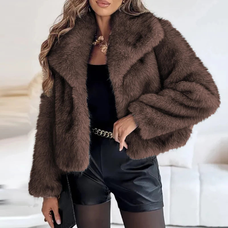 Women's Faux Fur Short Jacket – Stylish Winter Coat for Autumn Casual and Semi-Formal Wear 5