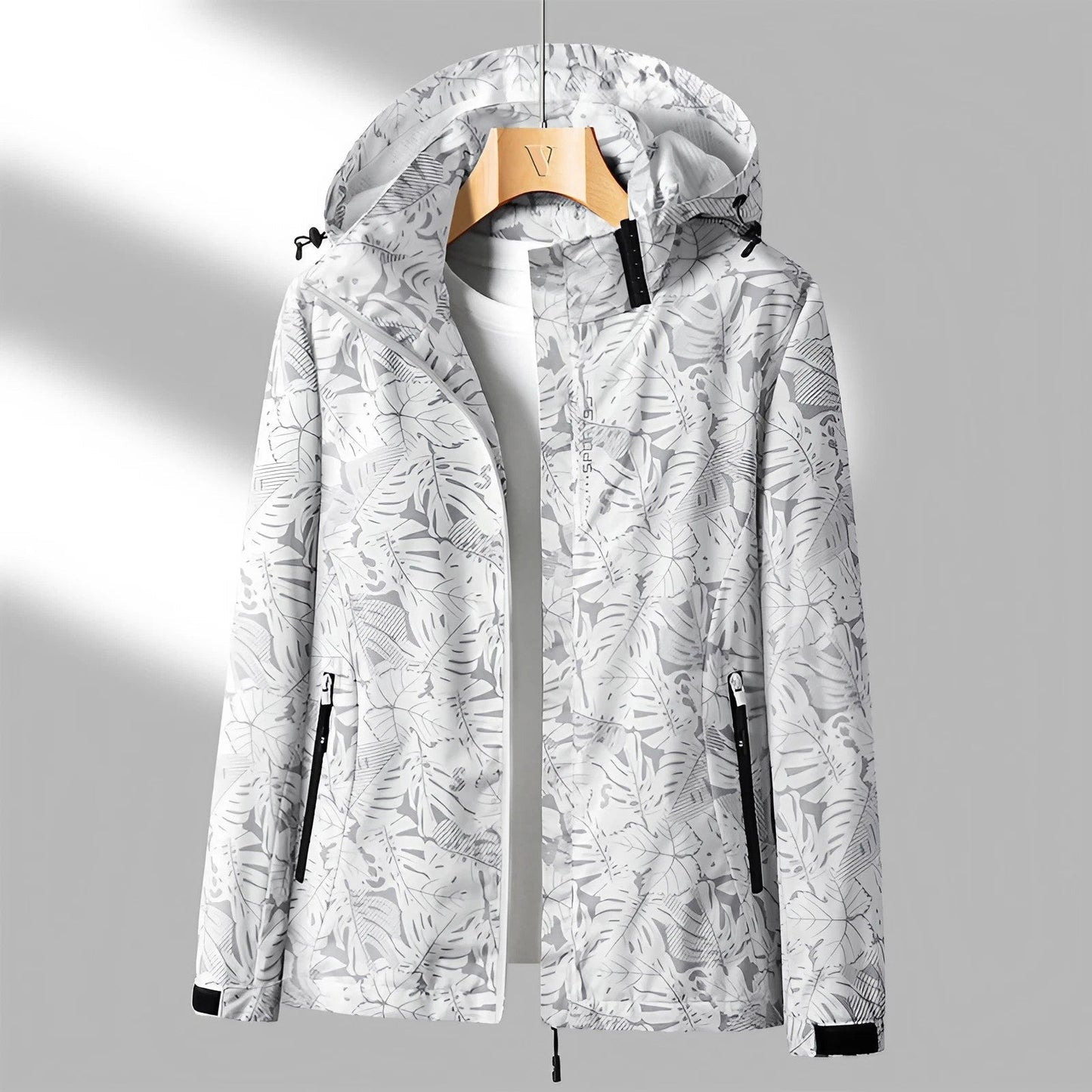 Women's Lightweight Waterproof Jacket with Adjustable Hood and Zip Pockets for Outdoor Activities 1