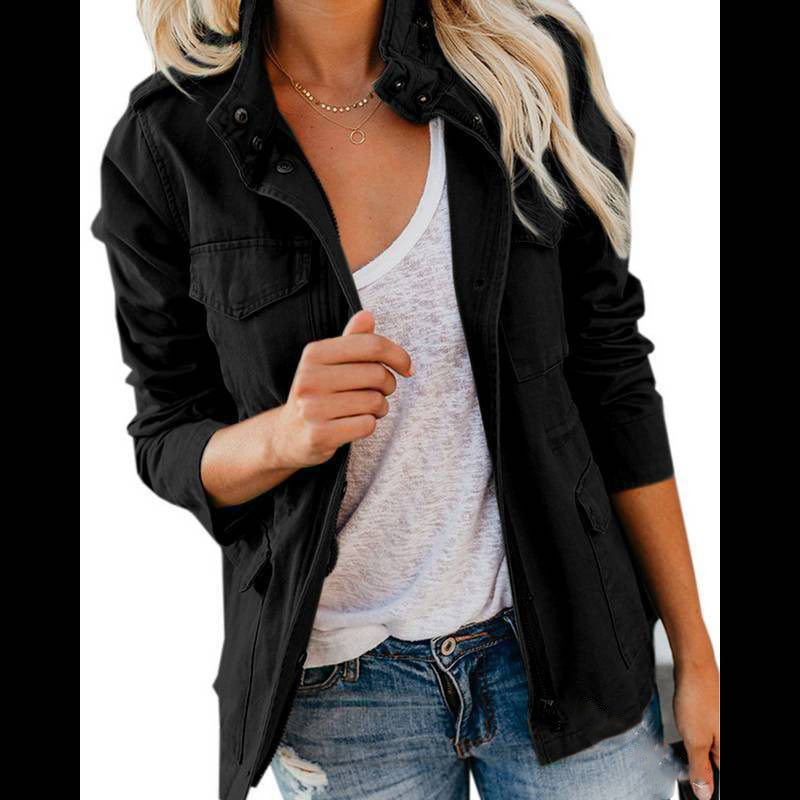 Women's Utility Jacket with Zip Button Closure and Four Pockets – Regular Fit Cotton Blend 4