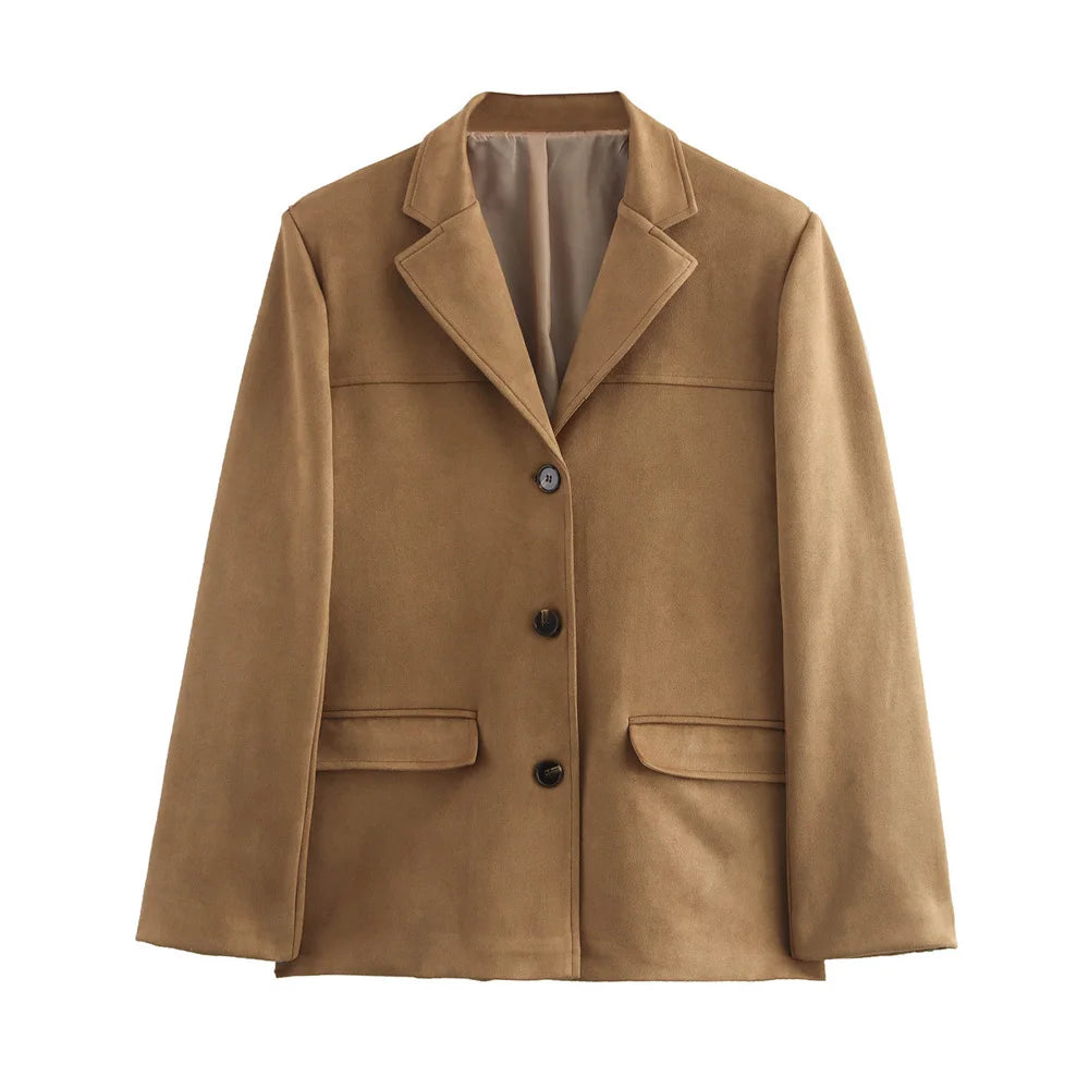 Women's Vintage Brown Suede Leather Jacket – Demi-Season Autumn Winter Outerwear 6