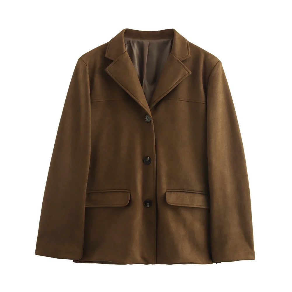 Women's Vintage Brown Suede Leather Jacket – Demi-Season Autumn Winter Outerwear 7