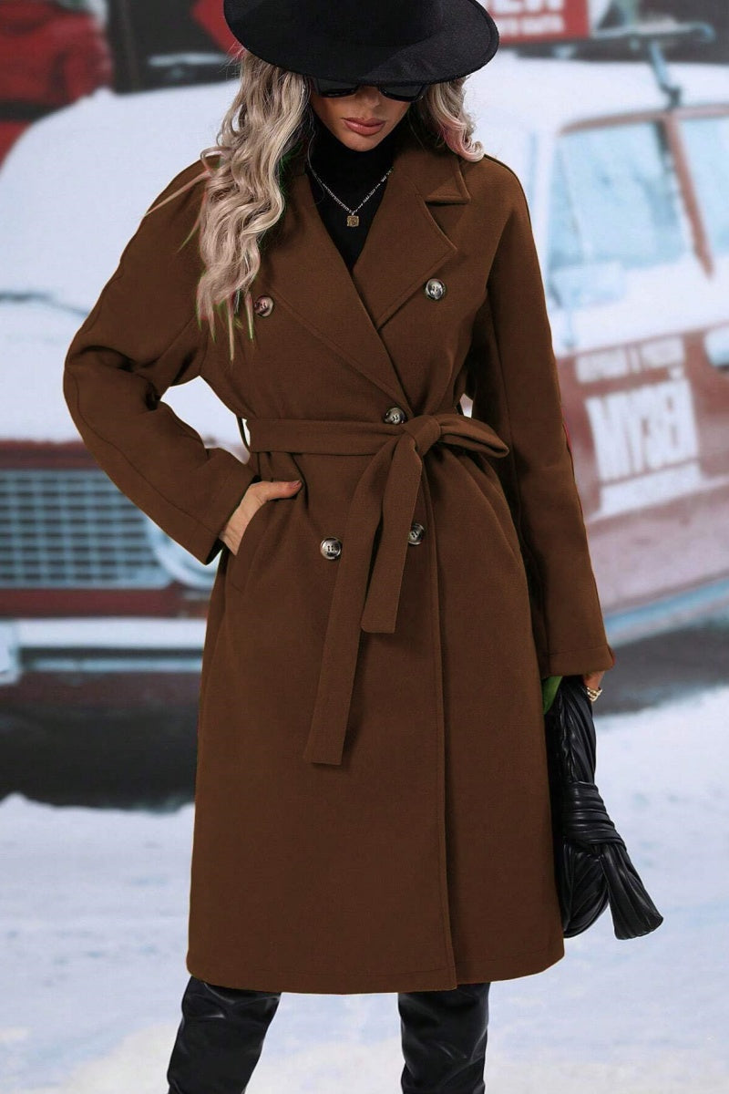 Women's Wool Blend Long Trench Coat, Double-Breasted Design, Relaxed Fit for Winter 4