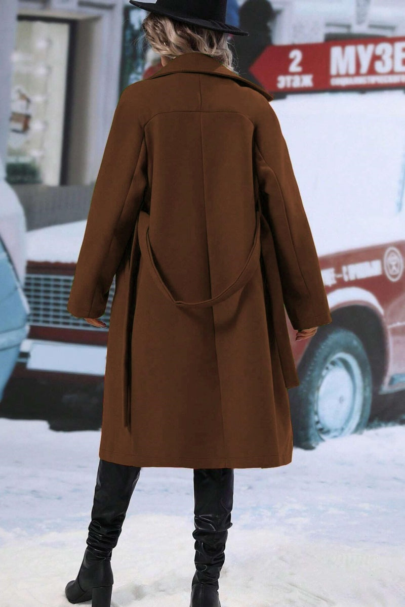 Women's Wool Blend Long Trench Coat, Double-Breasted Design, Relaxed Fit for Winter 6