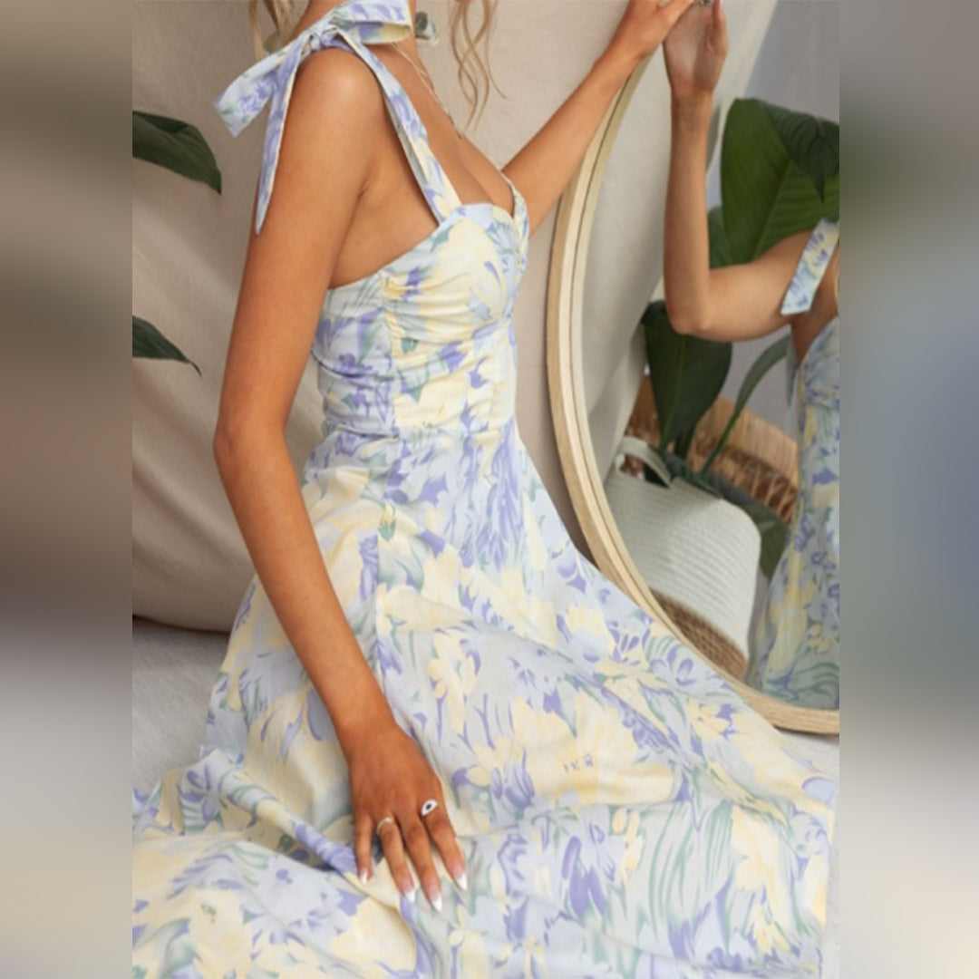 Elegant Floral Midi Dress - Comfortable Summer Dress for Wedding Guests-1