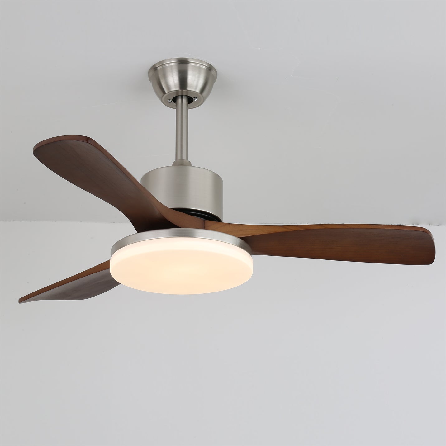 LuxeBreeze - Wooden Ceiling Fan with Subtle Glow and Contemporary Style