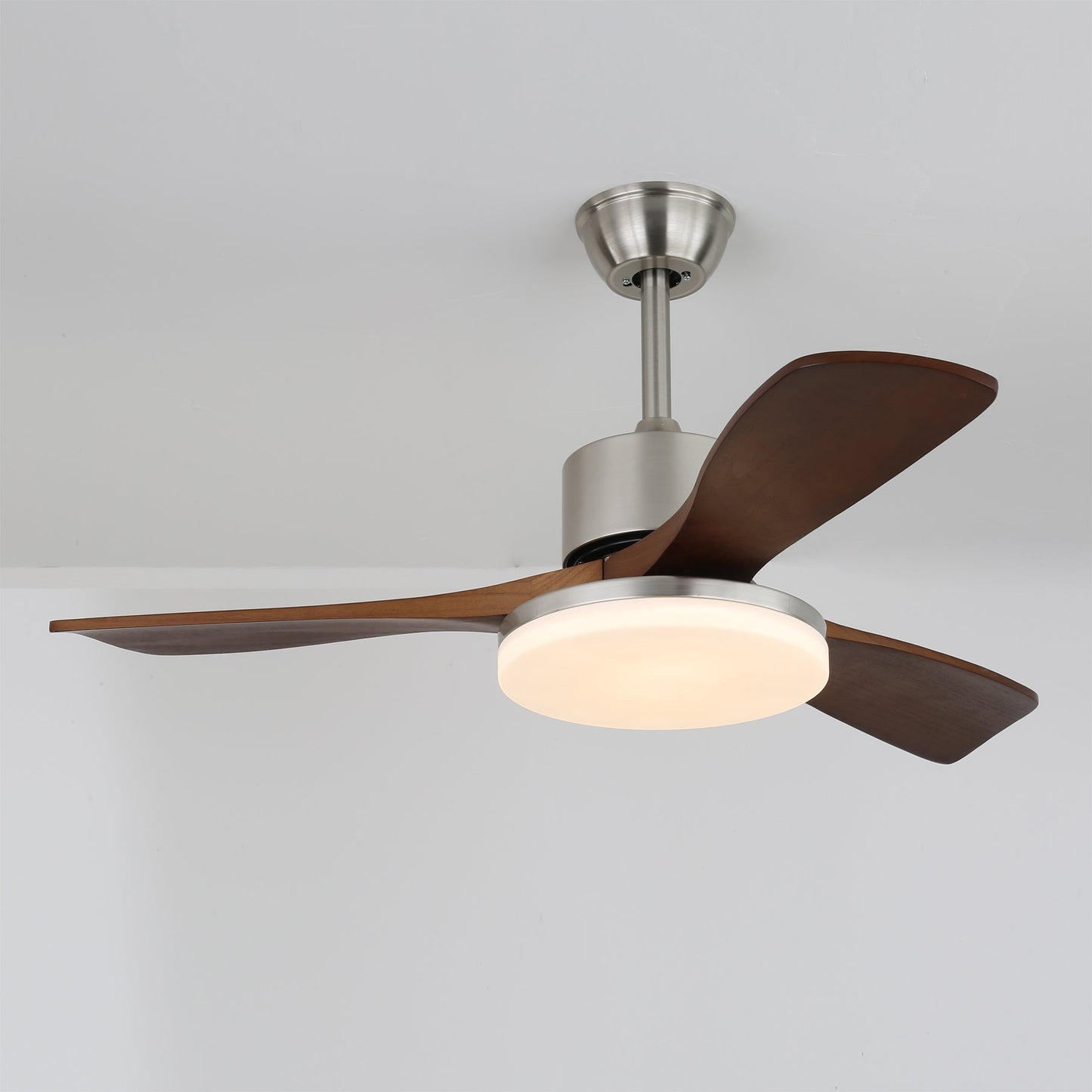 LuxeBreeze - Wooden Ceiling Fan with Subtle Glow and Contemporary Style