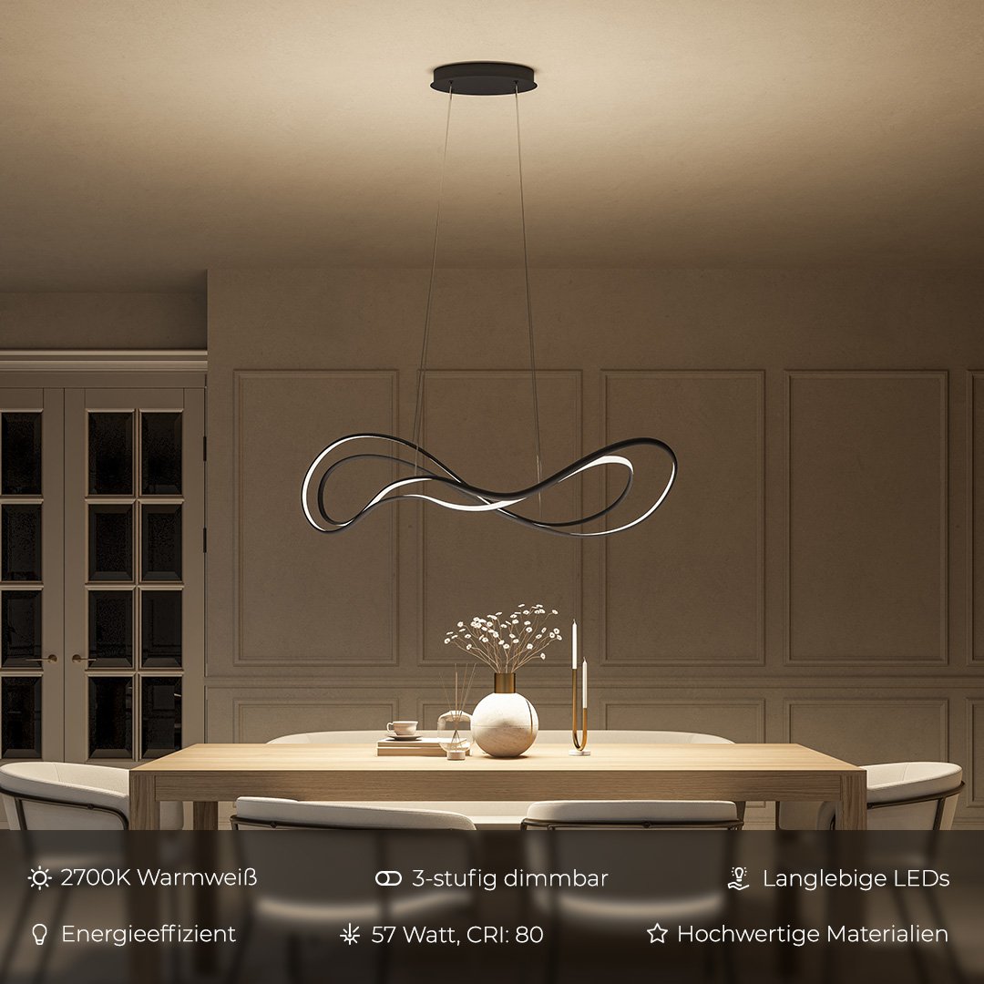 GlowMax - Lámpara colgante LED moderna con luz cálida
