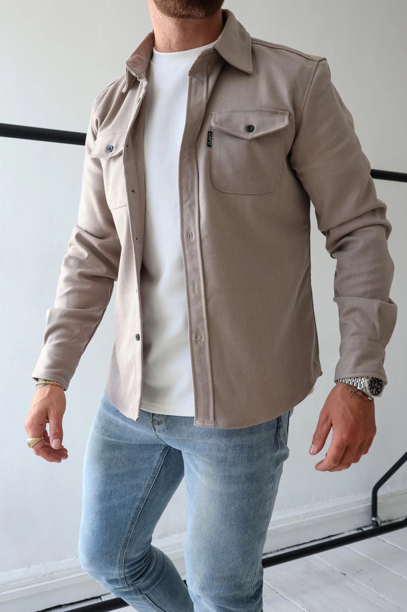 TailorEdge | Buttoned Shirt Jacket for Men with Chest Pockets