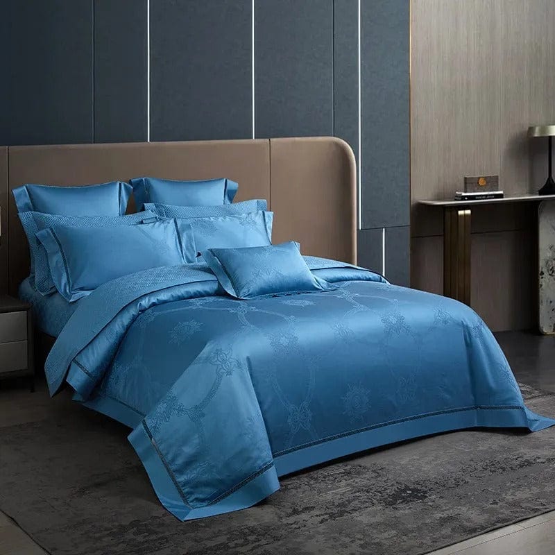 Conjunto de Ropa de Cama de Algodón Egipcio - Azul Real