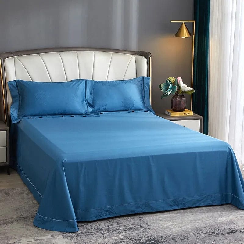 Conjunto de Ropa de Cama de Algodón Egipcio - Azul Real