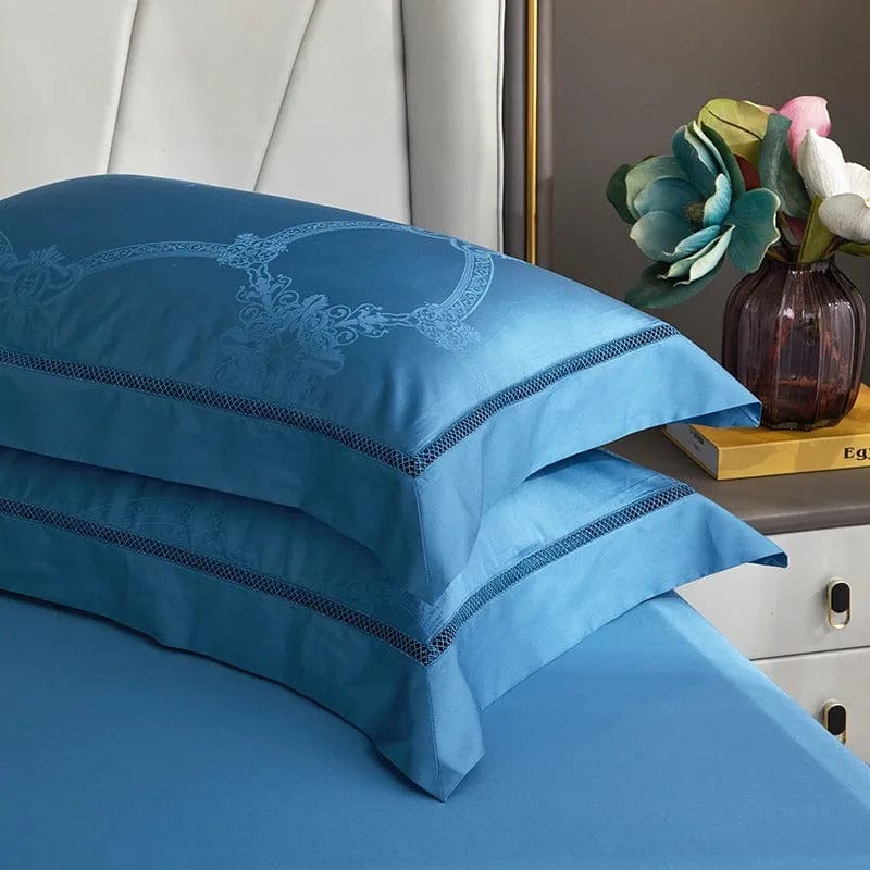 Conjunto de Ropa de Cama de Algodón Egipcio - Azul Real
