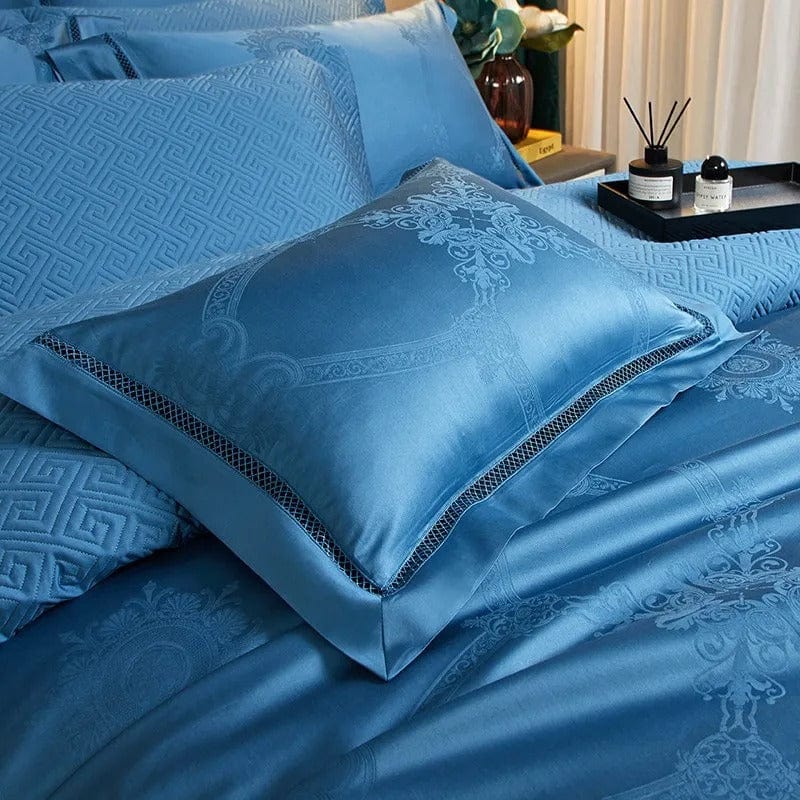 Conjunto de Ropa de Cama de Algodón Egipcio - Azul Real