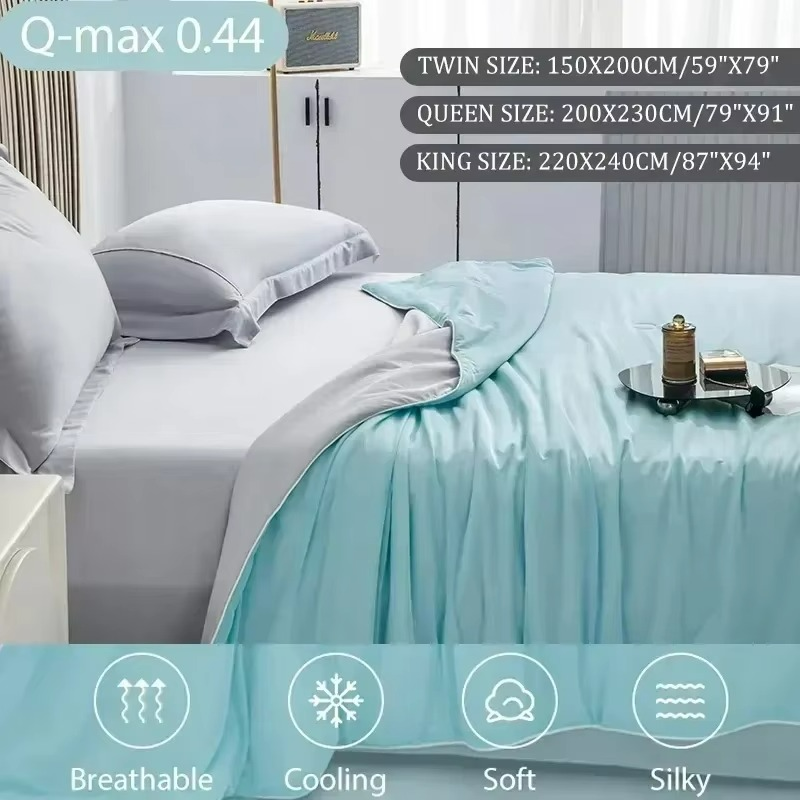 Lightweight Cooled Summer Quilt with Double Side Cold & Cooling Fabric