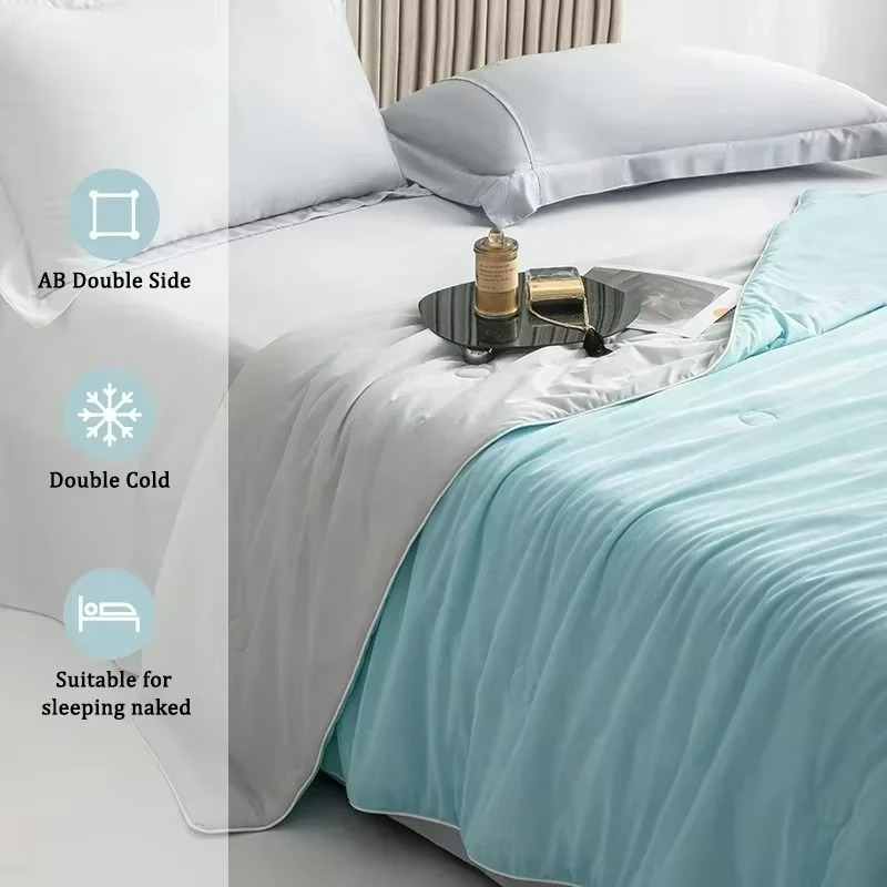 Lightweight Cooled Summer Quilt with Double Side Cold & Cooling Fabric
