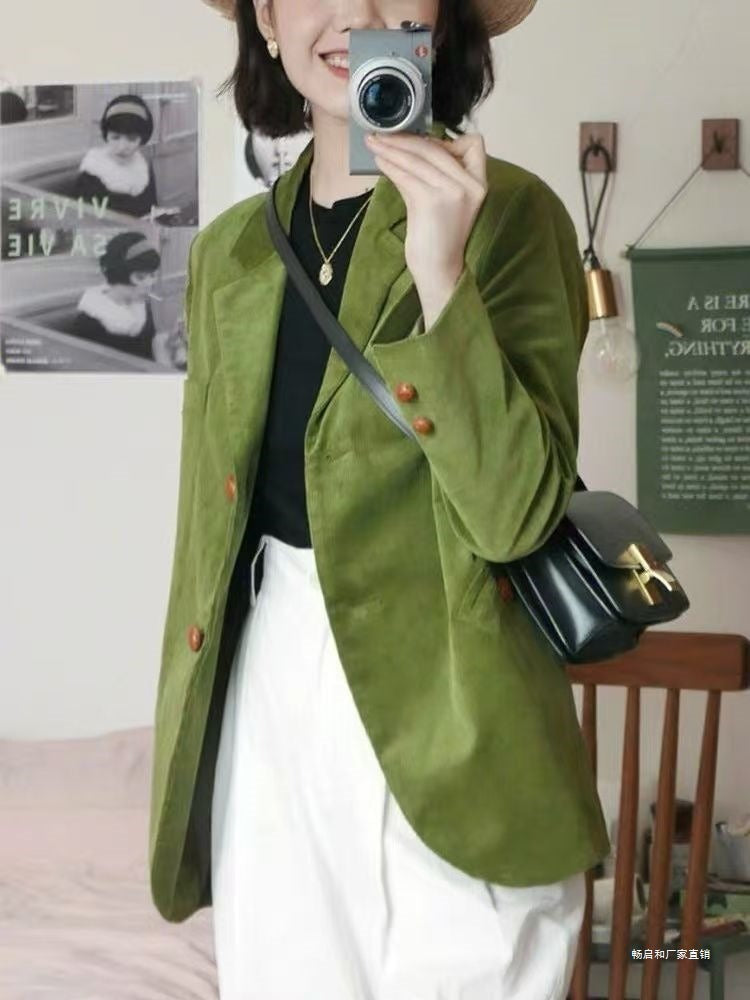 Mikaela | Cotton Lapel Metal Button Blazer