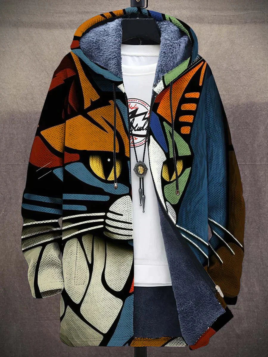 MeowMosaic – Abstract Cat Cardigan