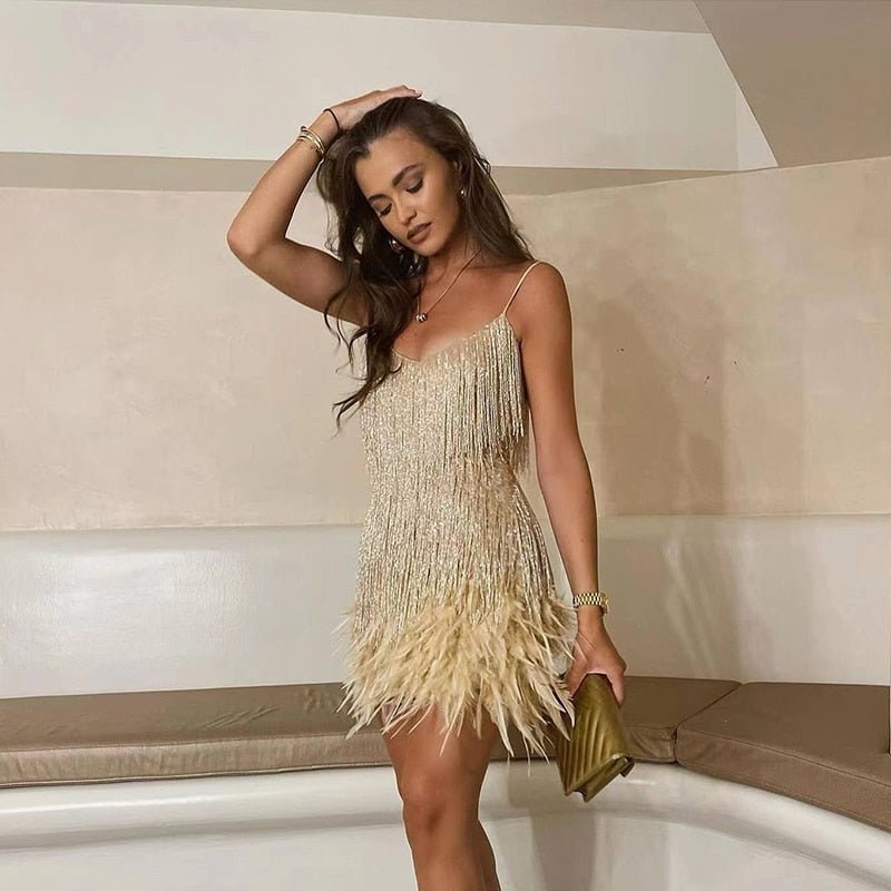 GlamFeather | Sparkling Sequin & Feather Dress