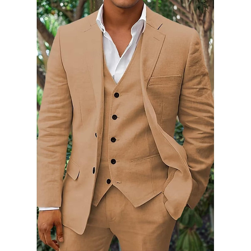 Variant image for Men's Linen Suit Black Size M Blend - Wedding Suits for Men-22