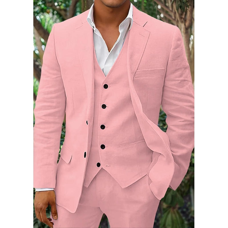 Variant image for Men's Linen Suit Black Size M Blend - Wedding Suits for Men-29