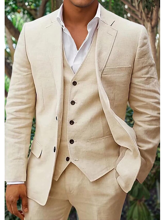 Men's Linen Suit Black Size M Blend - Wedding Suits for Men-2