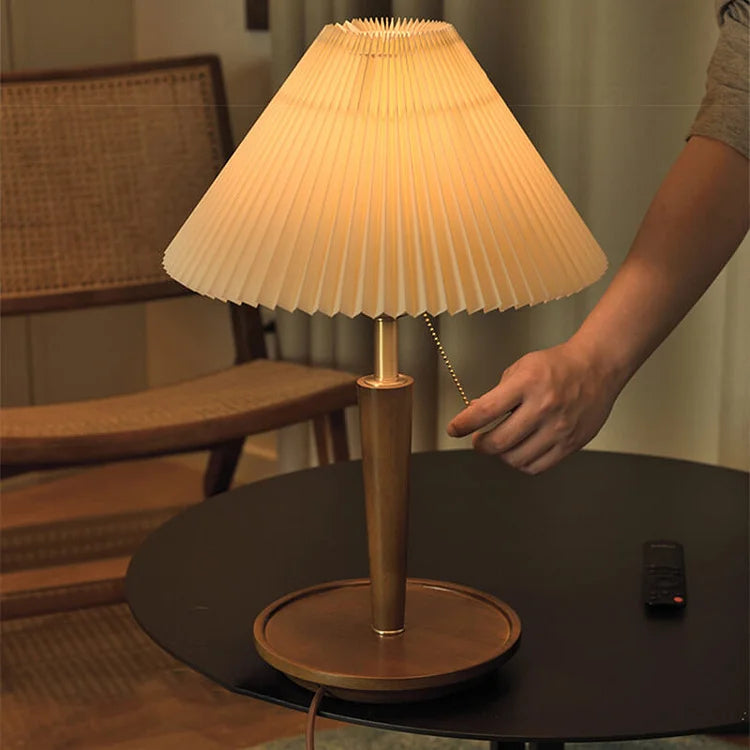 GlowTimber - Classic Wooden Plissé Lamp
