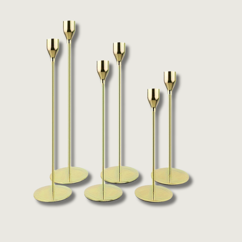 MajesticFlicker – Sophisticated Black and Gold Candelabra Set for Elegant Events