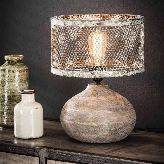 BernadetteLamp - Chic Metal and Wood Table Lamp