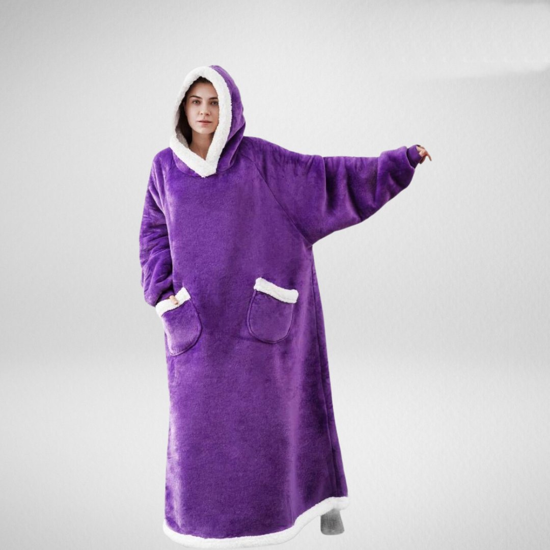 CozyHug – Oversized Hoodie Tæppe med Fleece Foring