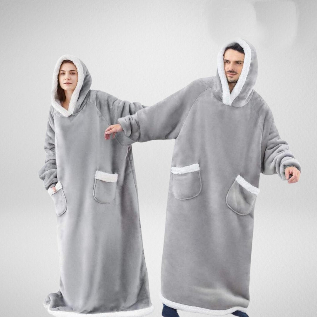 CozyHug – Oversized Hoodie Tæppe med Fleece Foring