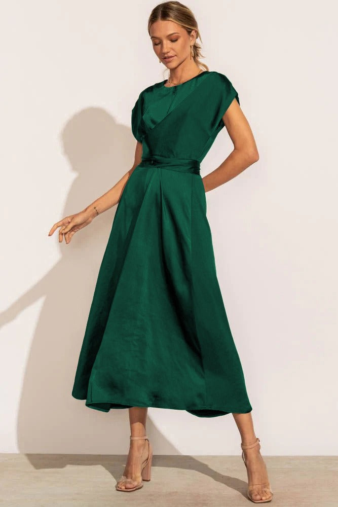 GracePurr - Elegant Midi Evening Dress