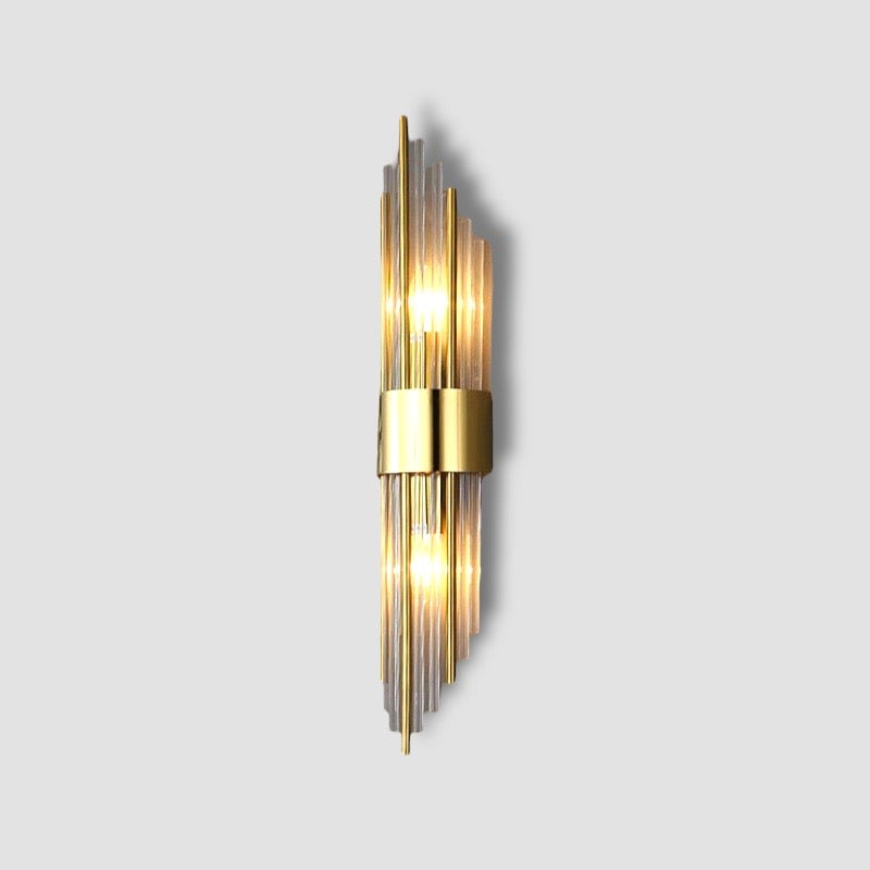 RadiantCrown – Lámpara de pared de cristal dorado con construcción duradera