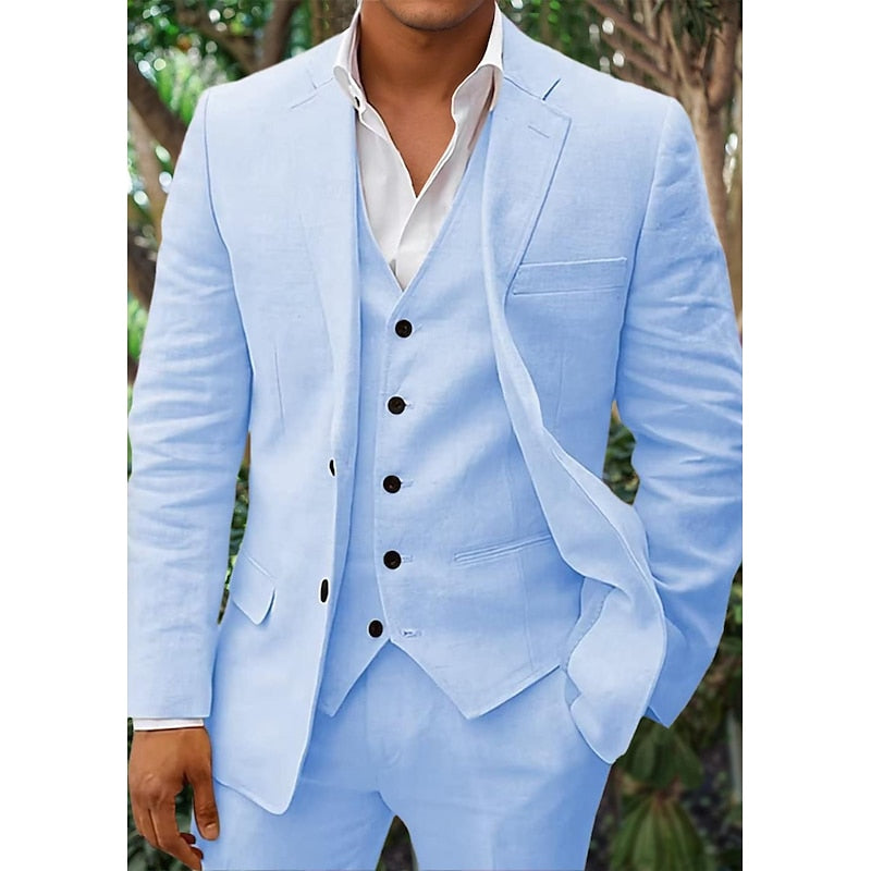 Variant image for Men's Linen Suit Black Size M Blend - Wedding Suits for Men-2