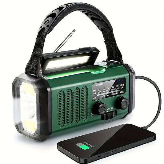 All-in-One Emergency Radio with Flashlight, Solar Panel, USB Charger, and NOAA Weather Access – Compact Survival Device-1