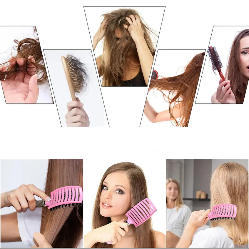 SilkyDetangle Comb - Bristle & Nylon Hairbrush for Effortless Styling