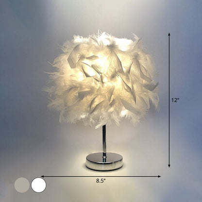 VelvetGlow - Feather Globe Accent Lamp