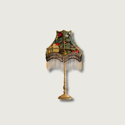 VintageBloom - Lampada da Tavolo in Motivo Floreale Francese con Frangia