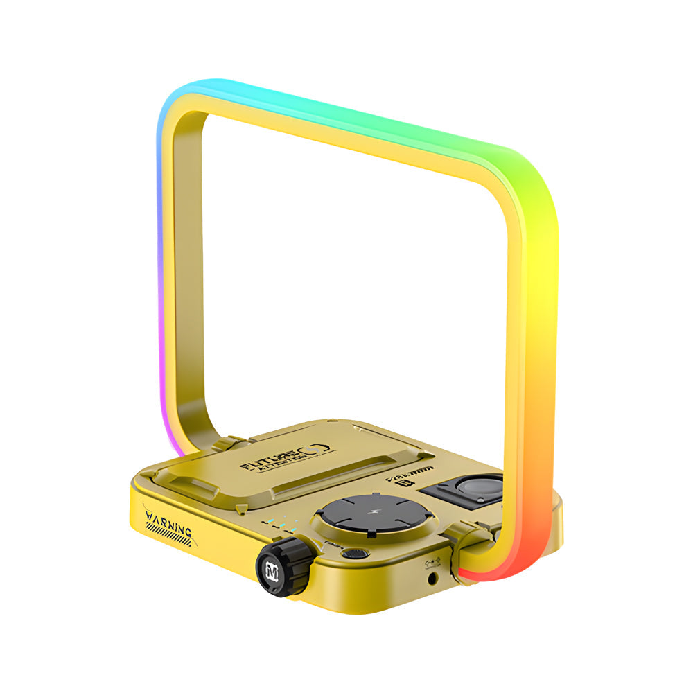 GlowSync - Lampada da tavolo con ricarica wireless RGB multifunzionale