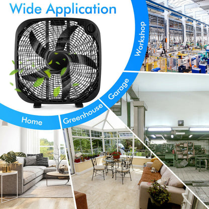 20 Inch Box Portable Floor Fan with 3 Speed Settings and Knob Control 5