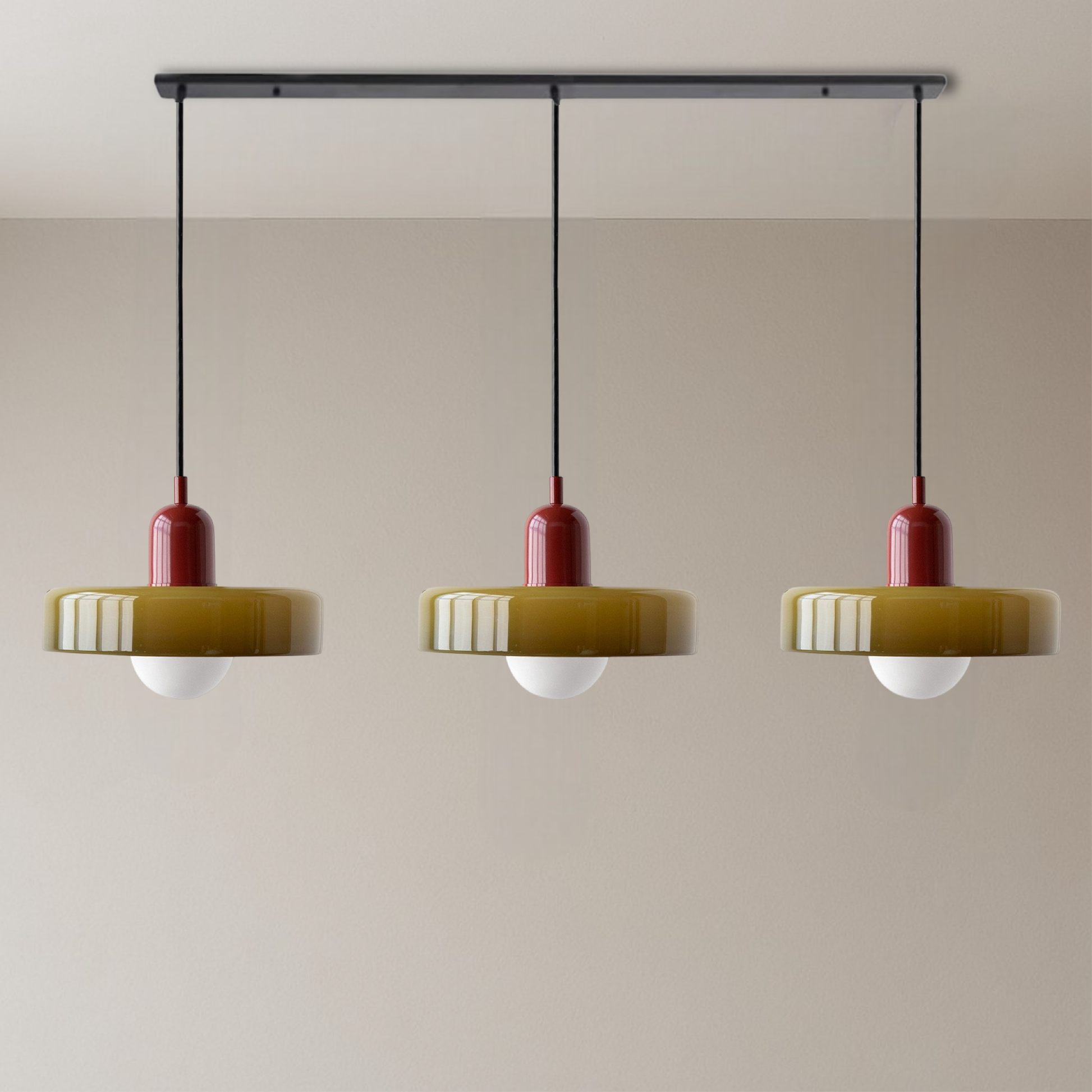 3-head Bauhaus Colored Glass Pendant Lamp 13