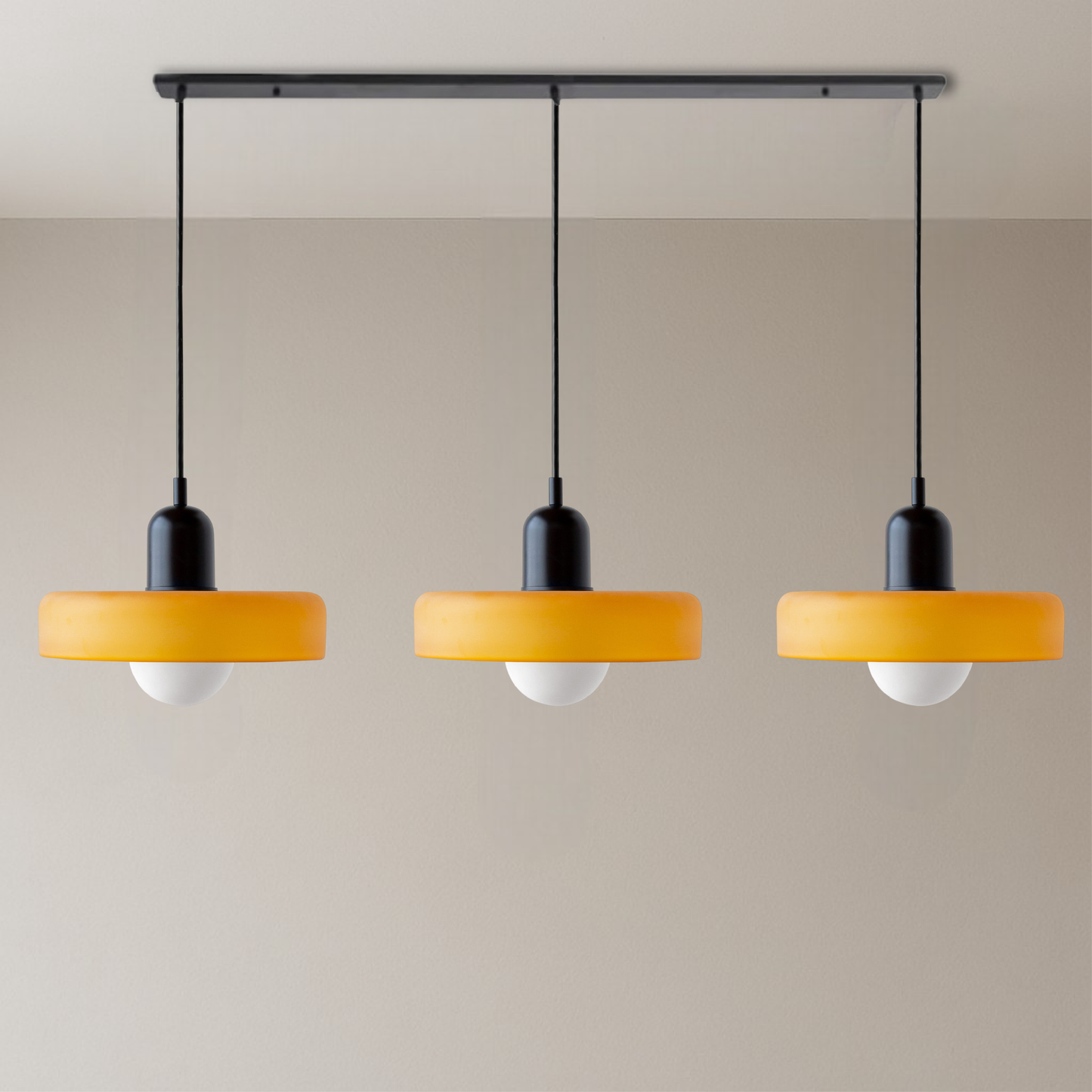 3-head Bauhaus Colored Glass Pendant Lamp 16